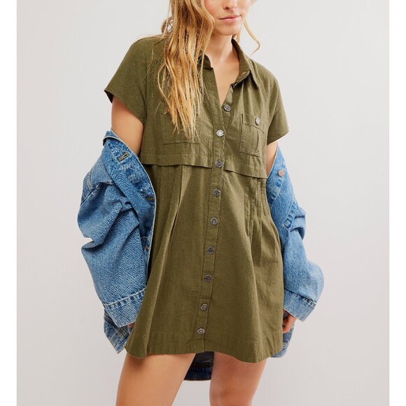 Free People Olive Green Mini Dress - Picture 6 of 8